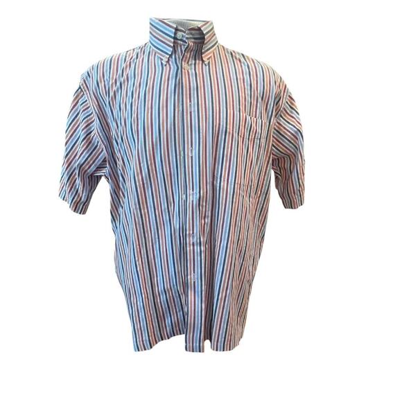 JOS. A BANK STRIPED SHORT SLEEVE BUTTON UP MENS LARGE - Picture 1 of 7